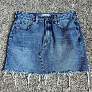 PACSUN Denim Mini Skirt Cotton Cut Off Fray Hem Women's 28 Summer Beach